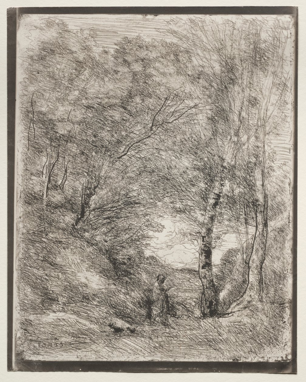 De tuinen van Horatius, originele indruk 1855, gedrukt in 1921 door Jean Baptiste Camille Corot