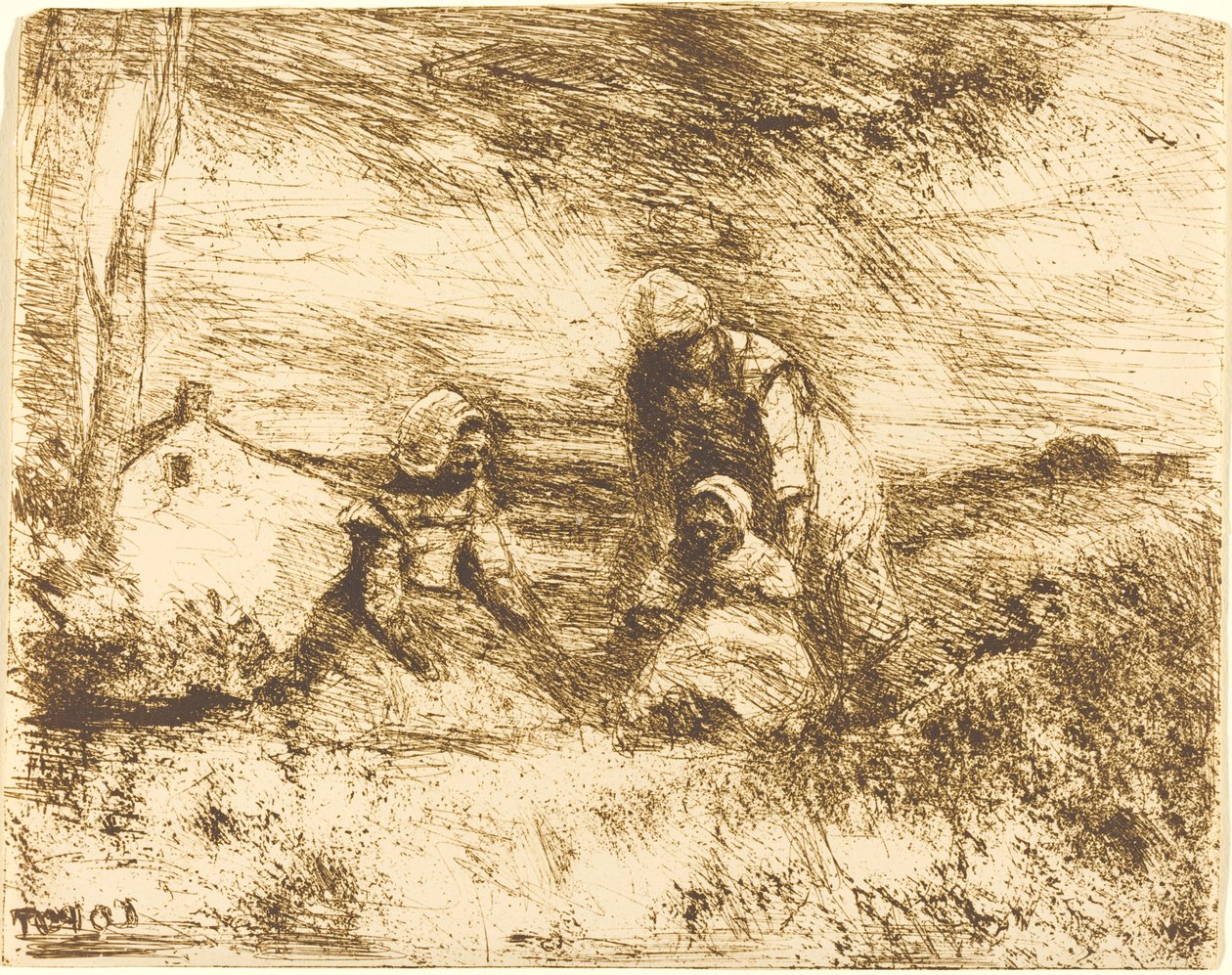 Het Kleine Zusje La Petite Soeur, 1854 door Jean Baptiste Camille Corot