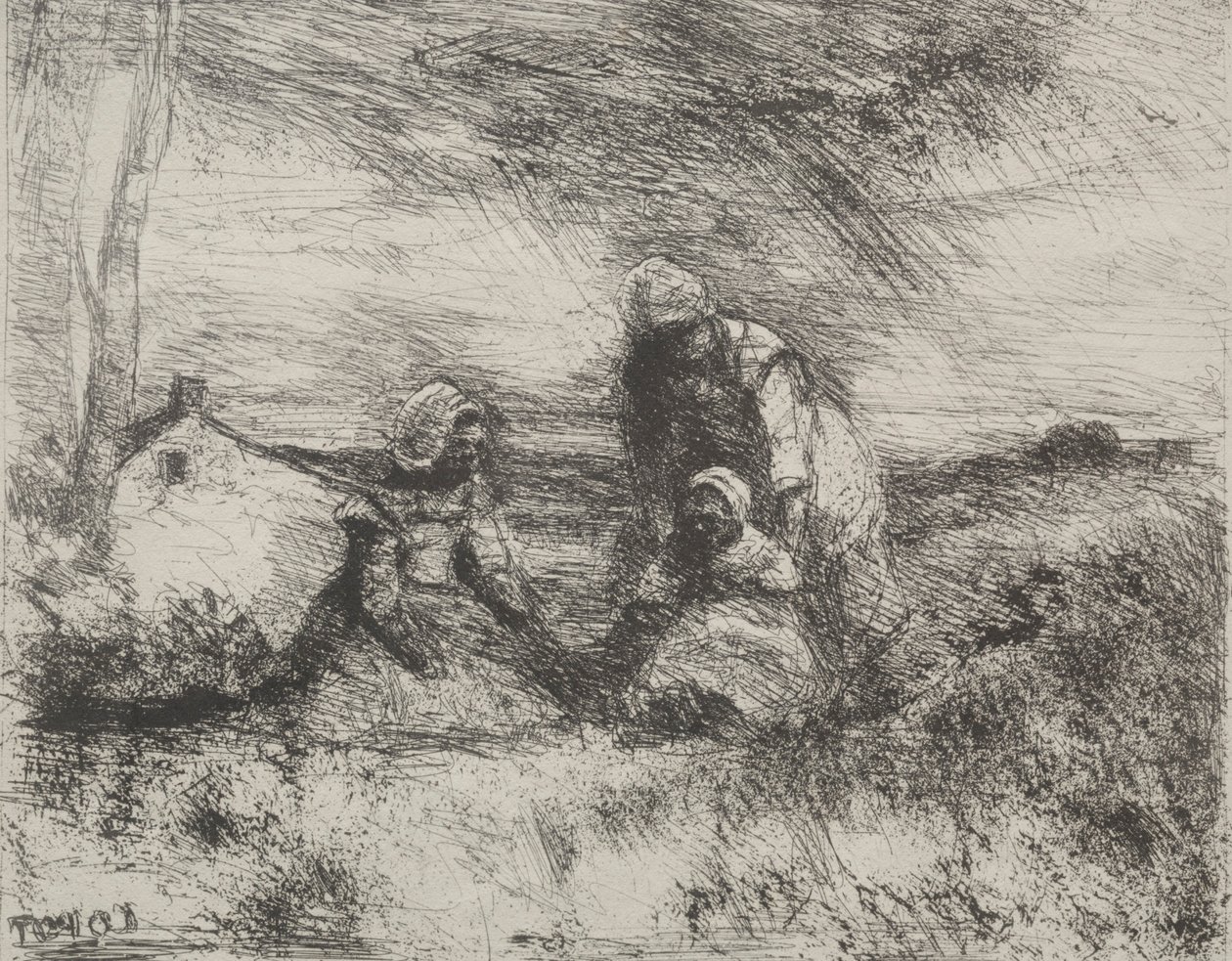 Het Kleine Zusje, originele indruk 1854, gedrukt in 1921 door Jean Baptiste Camille Corot
