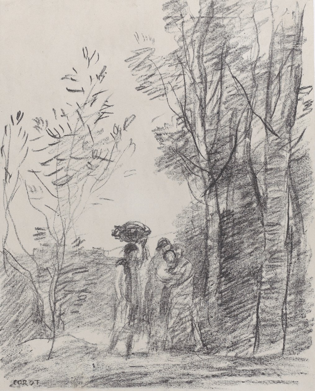 De ontmoeting in het bos door Jean Baptiste Camille Corot