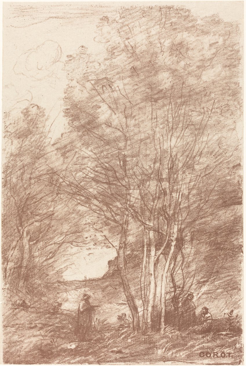 Het Filosofenverblijf door Jean Baptiste Camille Corot