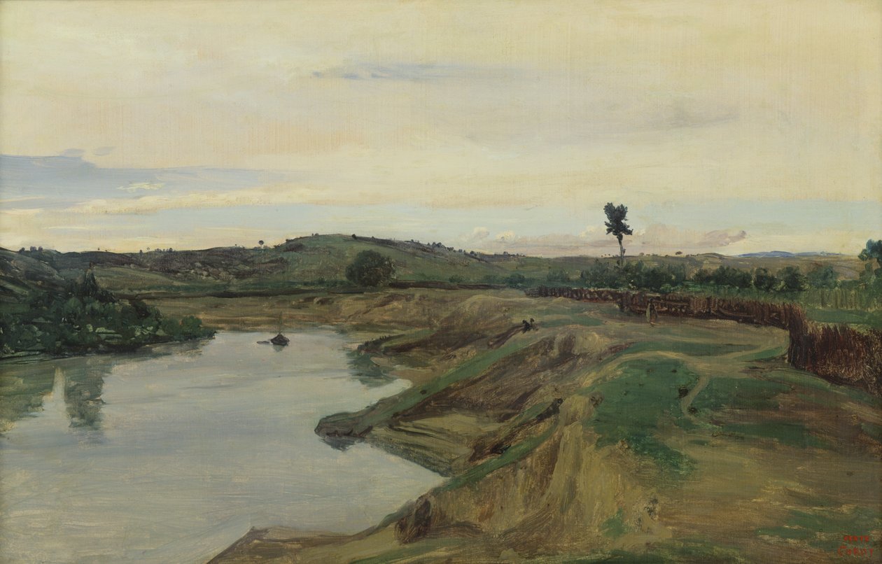 De Promenade du Poussin of, Romeinse Campagna, ca. 1826-28 door Jean Baptiste Camille Corot