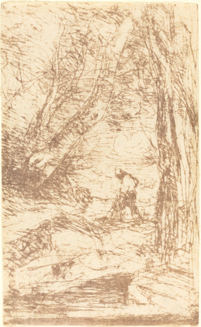 De houthakker van Rembrandt door Jean Baptiste Camille Corot