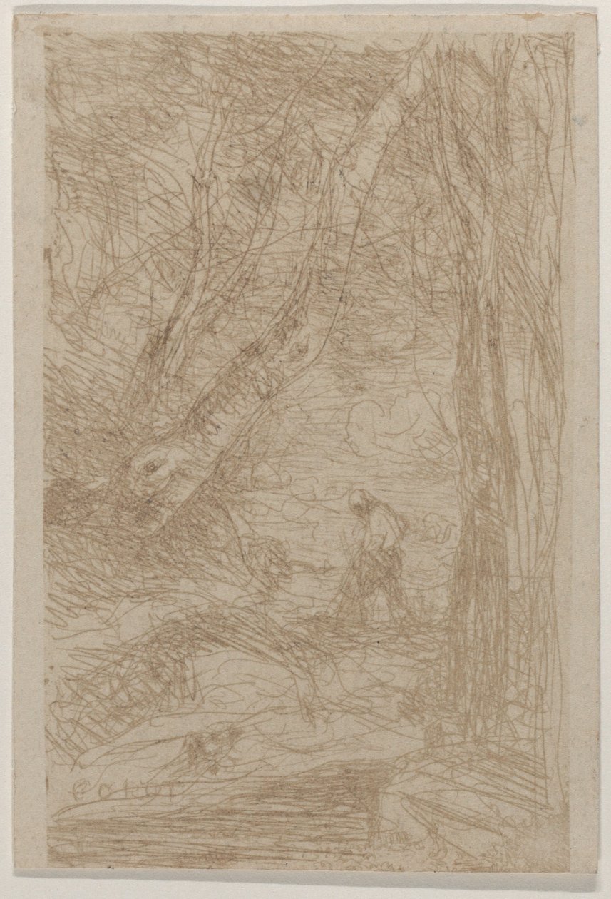 De houthakker van Rembrandt Le Bûcheron de Rembrandt door Jean Baptiste Camille Corot