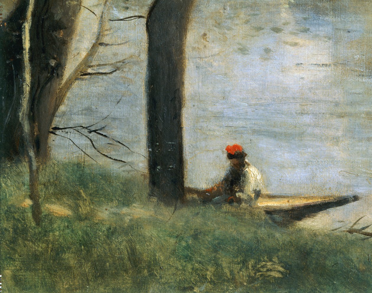 De brug bij Mantes, Frankrijk ... door Jean Baptiste Camille Corot
