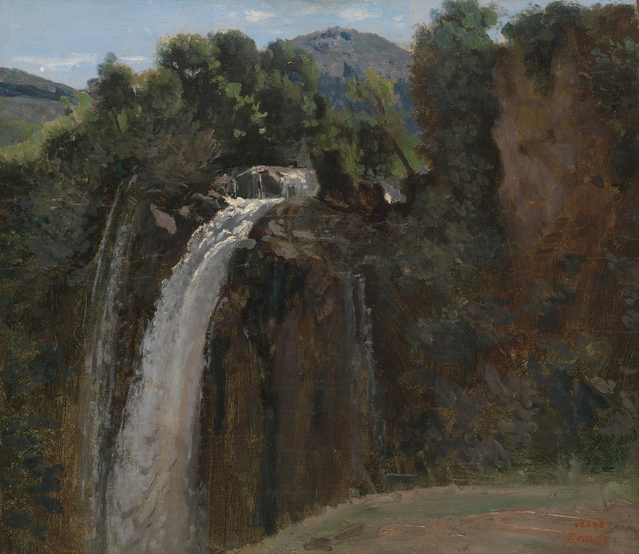 Waterval bij Terni, 1826 door Jean Baptiste Camille Corot