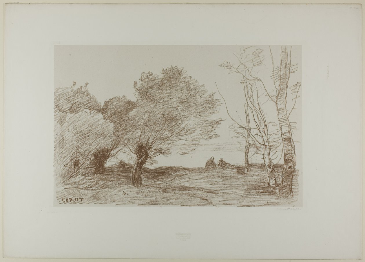 Wilgen en witte populieren door Jean Baptiste Camille Corot