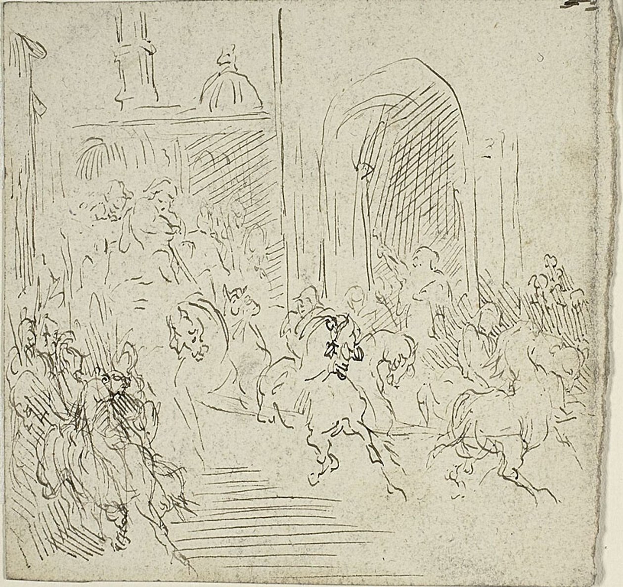 Paardrijden in een stad door Jean Baptiste Carpeaux