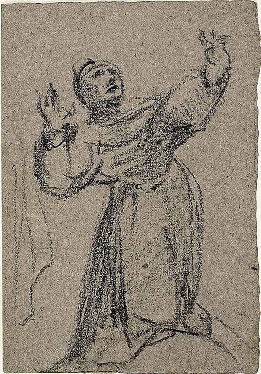 Knielende figuur met opgeheven armen door Jean Baptiste Carpeaux