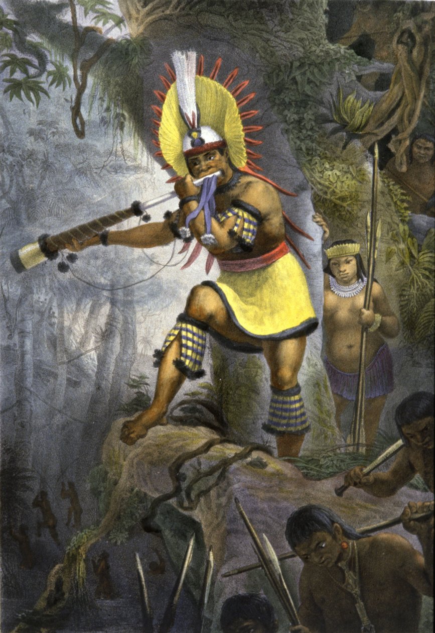 Indiaans oproepsignaal in de Amazone door Jean Baptiste Debret