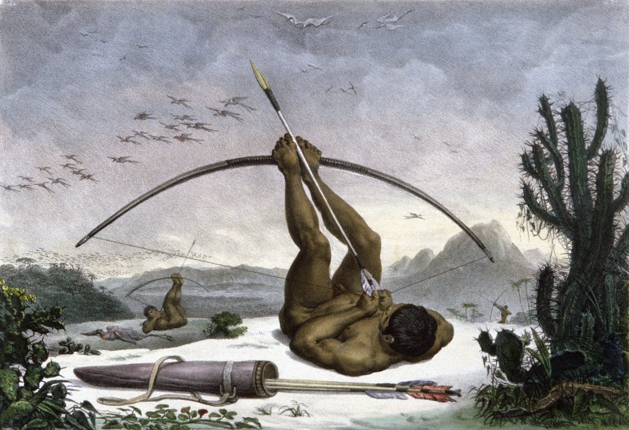 Indianen trekken de boog door Jean Baptiste Debret