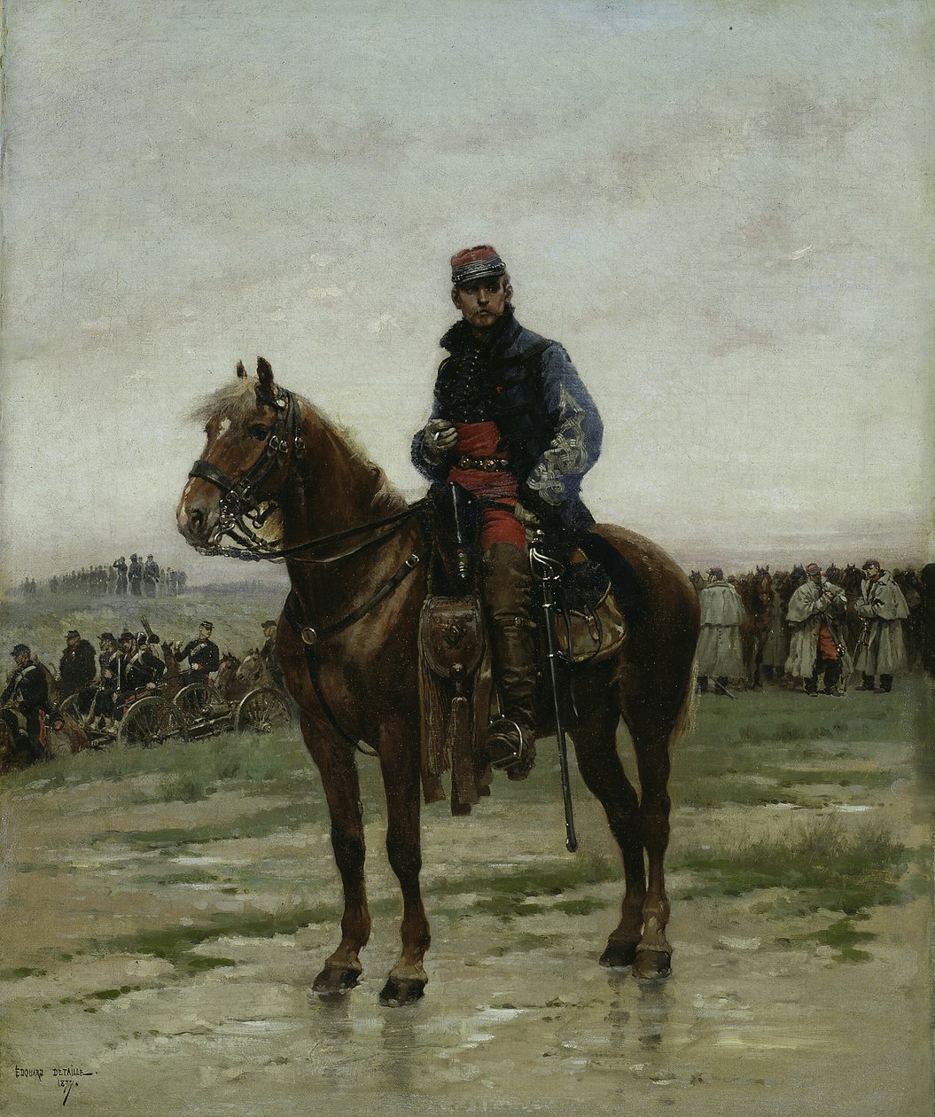 Een bereden officier, 1877 door Jean Baptiste Edouard Detaille