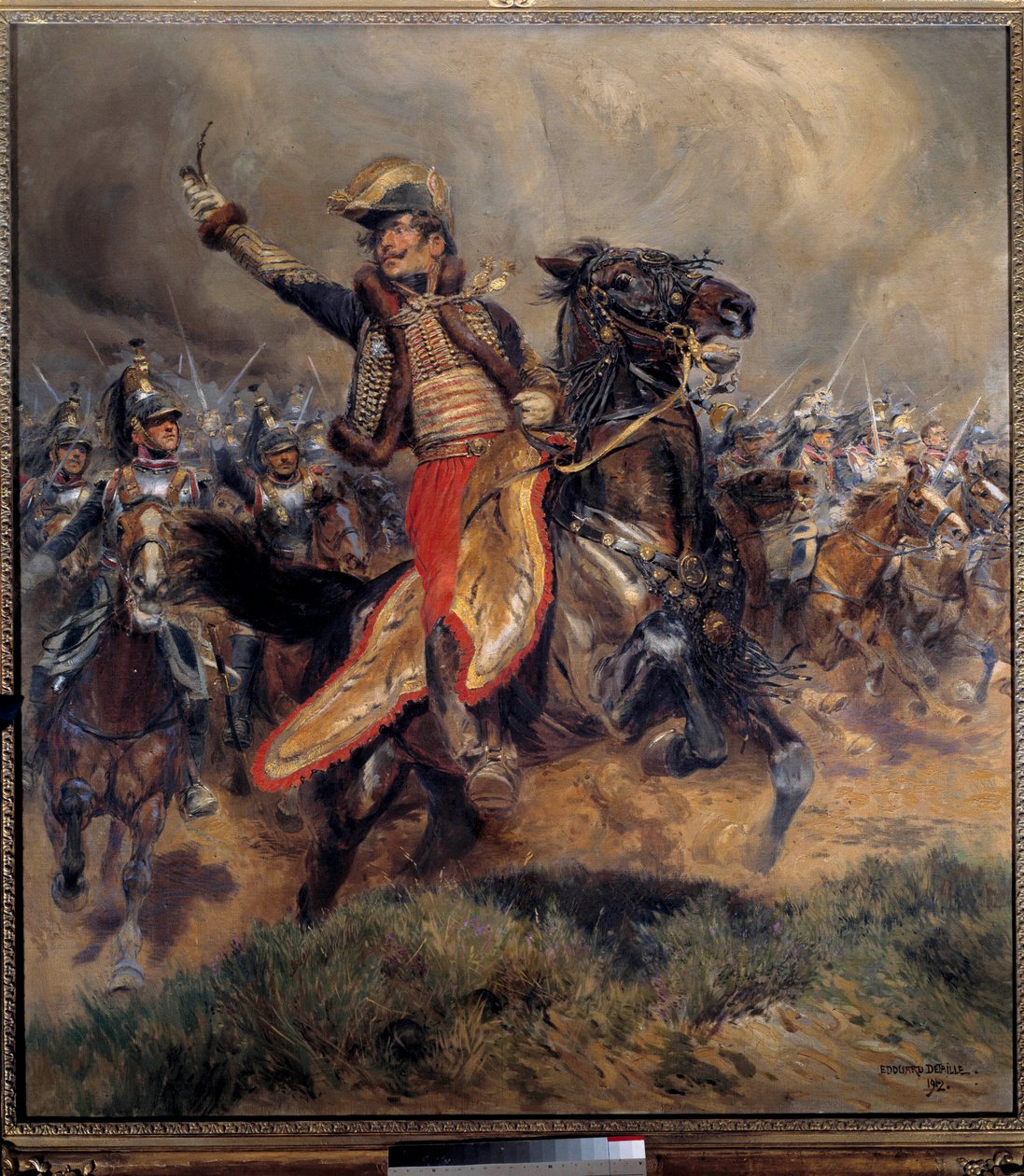 Napoleontische oorlog: De laatste post van generaal Antoine Charles Graaf van Lasalle, gedood bij Wagram op 6 juli door Jean Baptiste Edouard Detaille