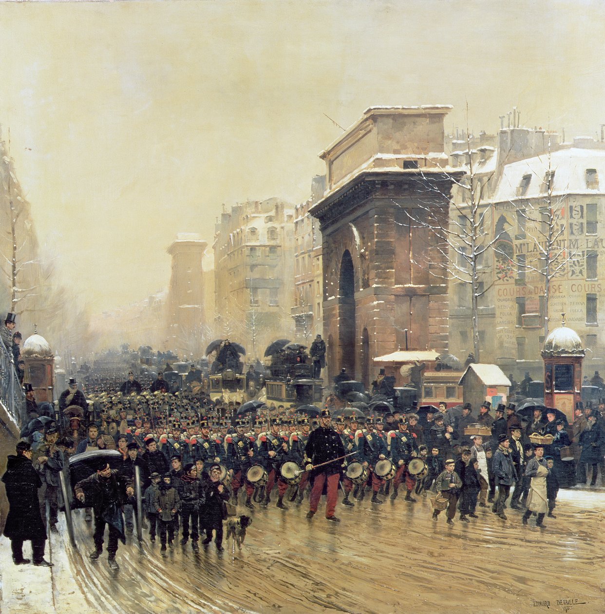 Het voorbijtrekkende regiment, 1875 door Jean Baptiste Edouard Detaille