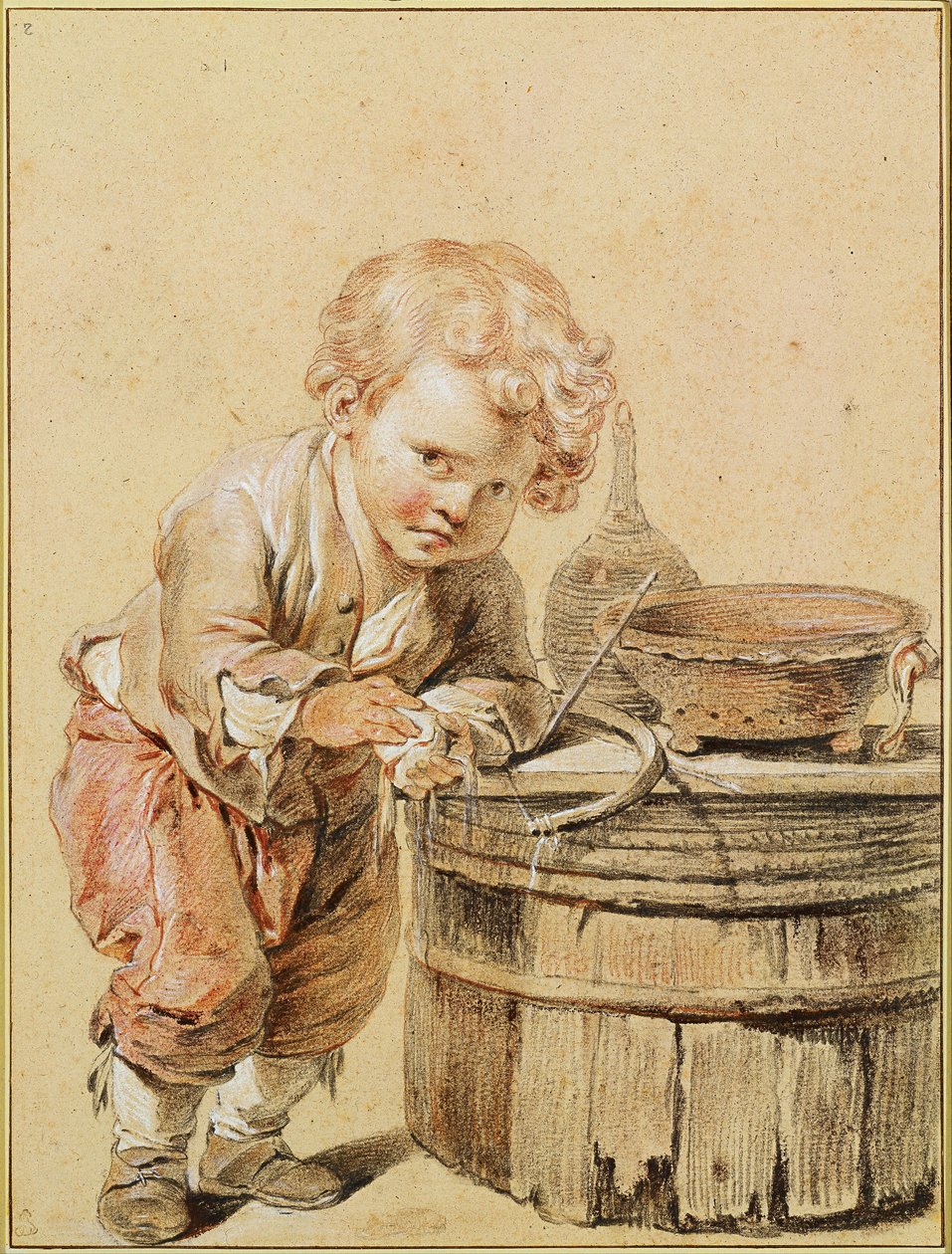 Jongen met een gebroken ei door Jean Baptiste Greuze