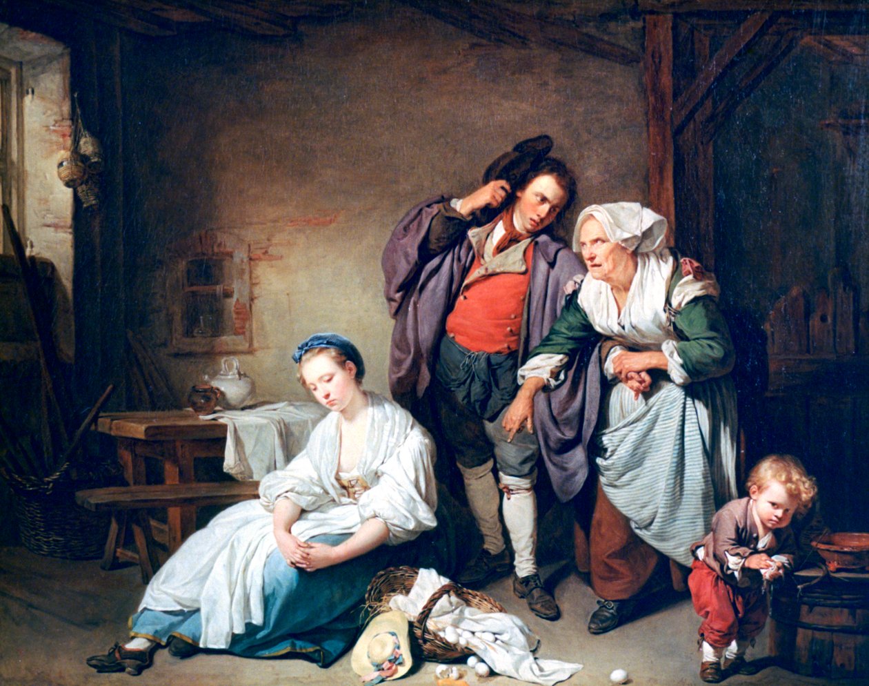 Gebroken eieren, 1756 door Jean Baptiste Greuze