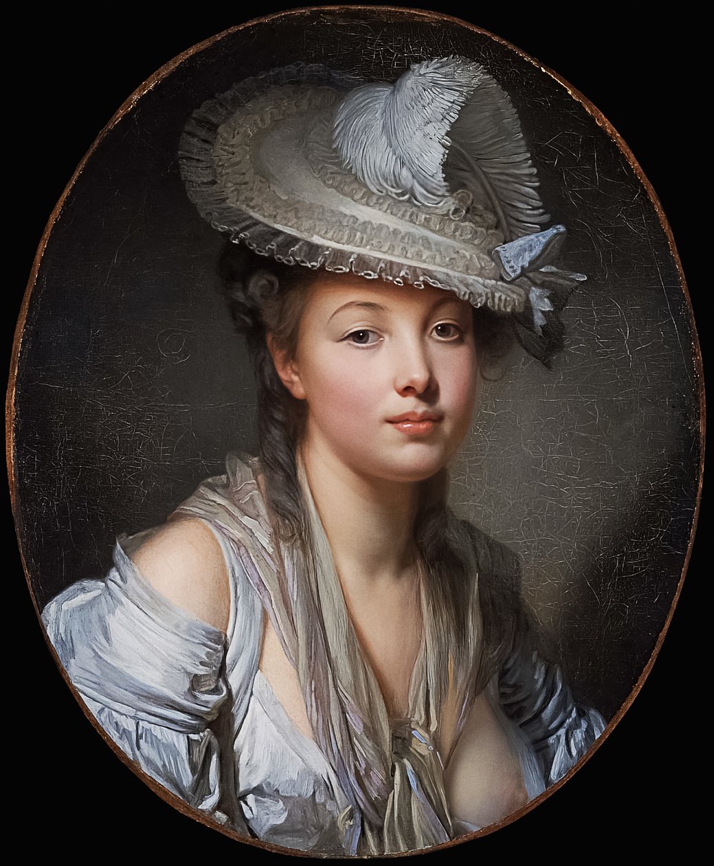 Frans: Le Chapeau blanc De witte hoed door Jean Baptiste Greuze