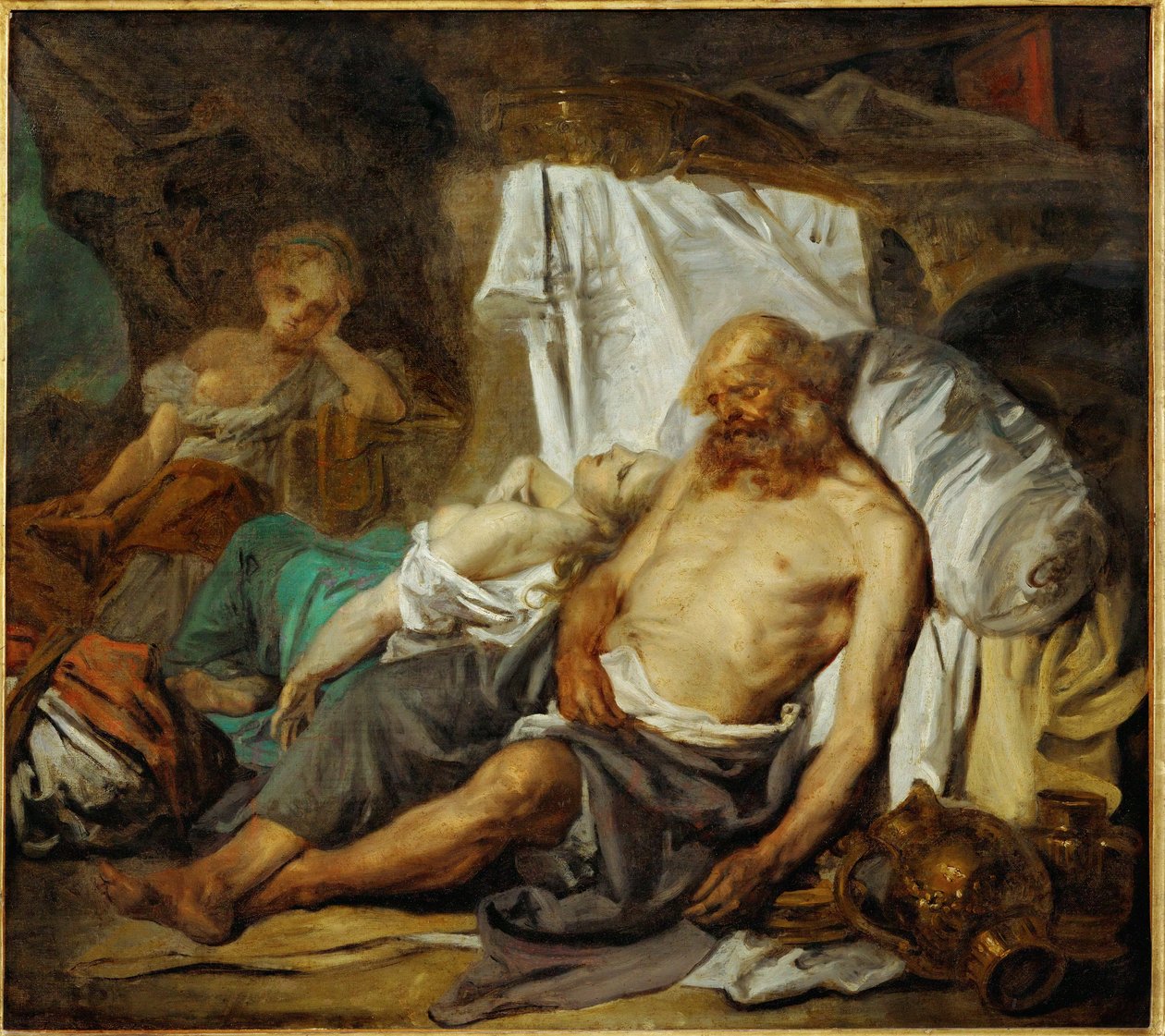 Lot en zijn dochters ... door Jean-Baptiste Greuze