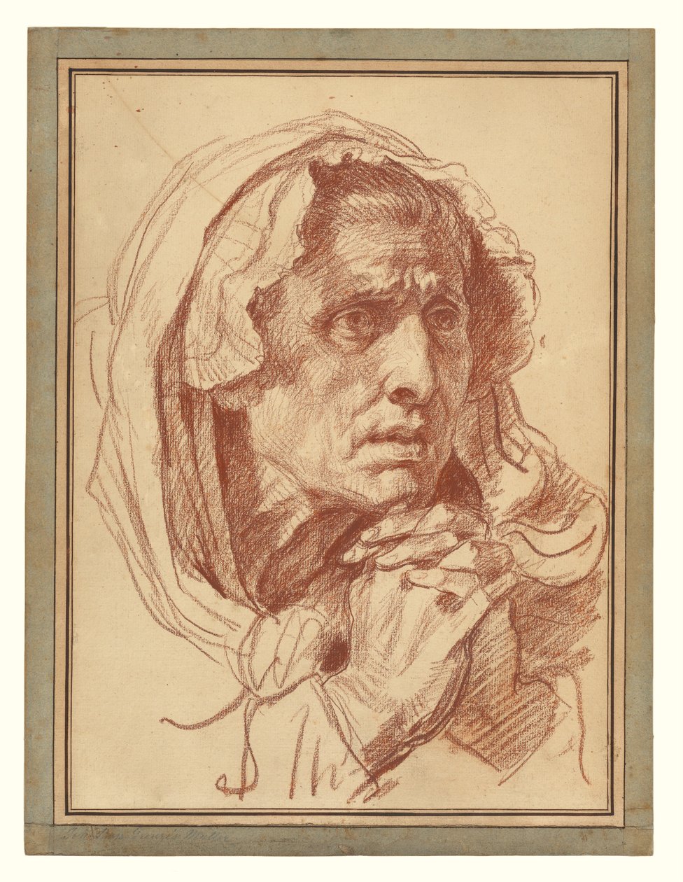 Studie van het hoofd van een oude vrouw door Jean-Baptiste Greuze