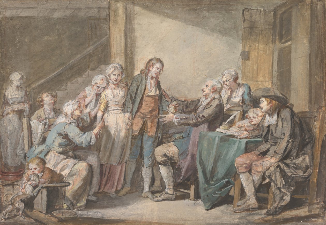 Het huwelijkscontract, ca. 1761 door Jean Baptiste Greuze
