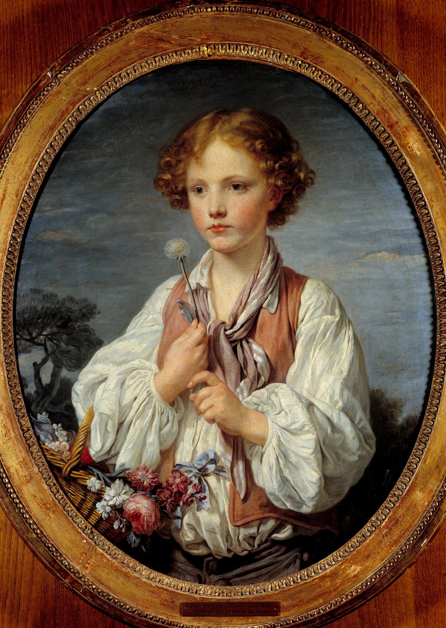 Jonge jongen in de bloemenmand door Jean Baptiste Greuze, 1761 door Jean Baptiste Greuze