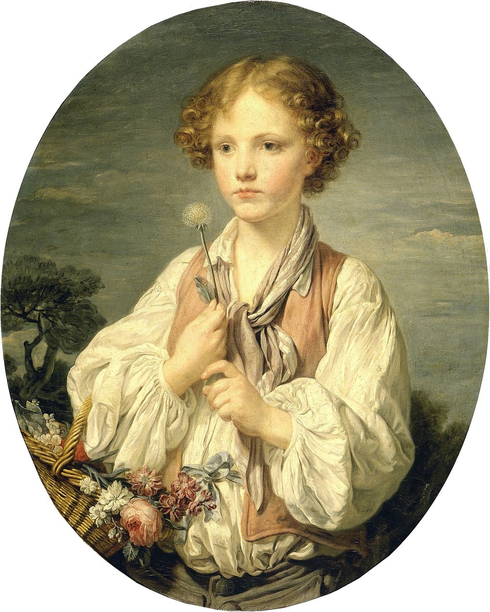 Jonge herder met een bloem door Jean-Baptiste Greuze