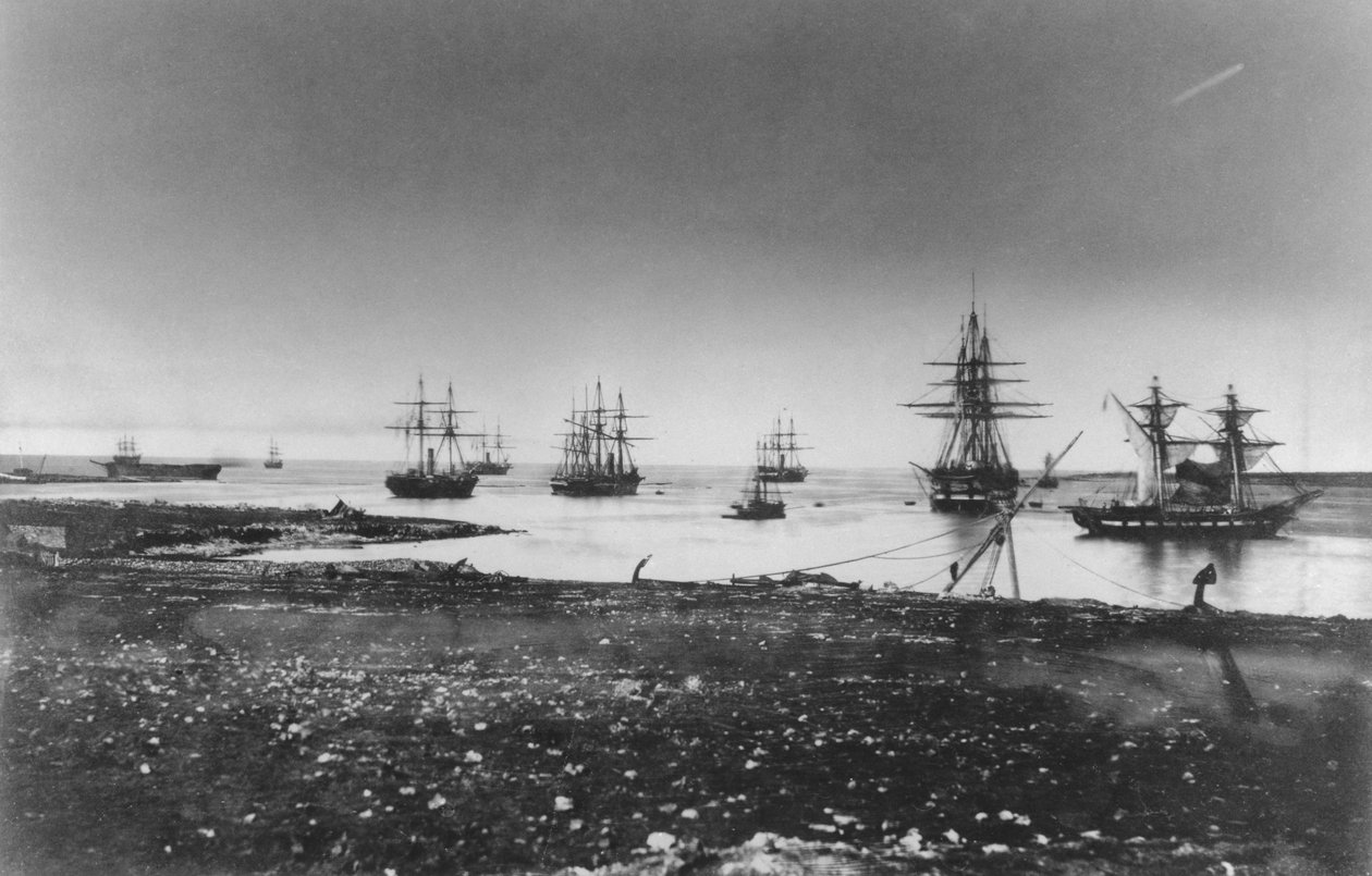 Krimoorlog, Franse eskader, binnenkomst in de haven, 1855 door Jean Baptiste Henri Durand Brager