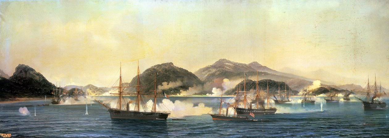 De Tweede Slag bij Shimonoseki, 5 september 1864, 1868 door Jean Baptiste Henri Durand Brager
