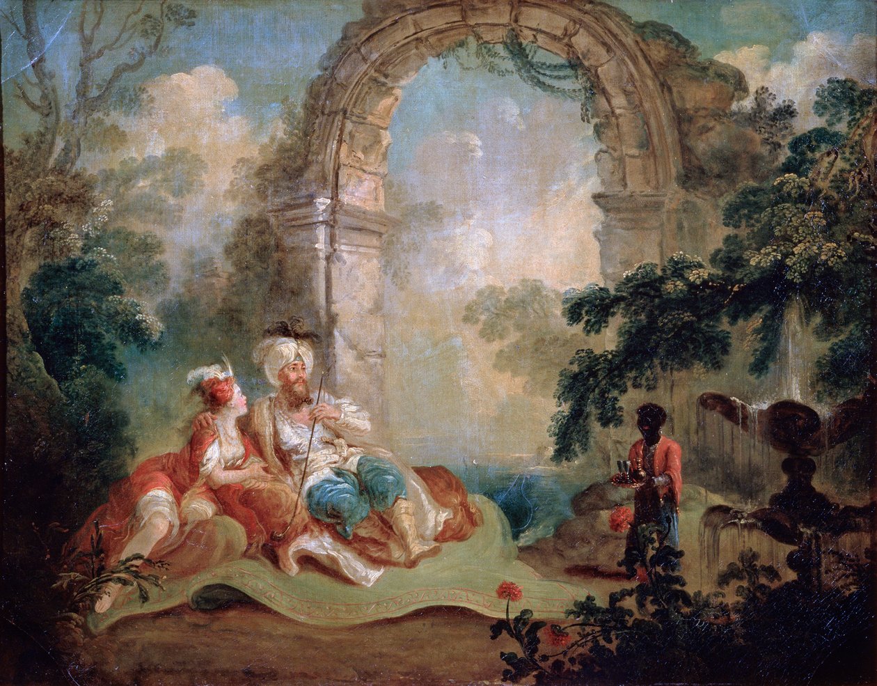 Turkse Pasja en Odalisque, laat 18e of begin 19e eeuw door Jean Baptiste Hilair