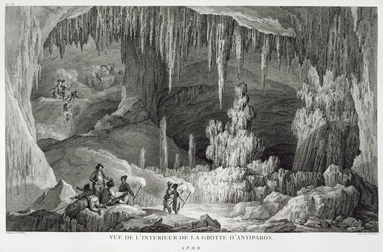 Uitzicht op het interieur van de grot van Antiparos, gegraveerd door Jean Baptiste Tillard (1740-1813) door Jean Baptiste Hilair