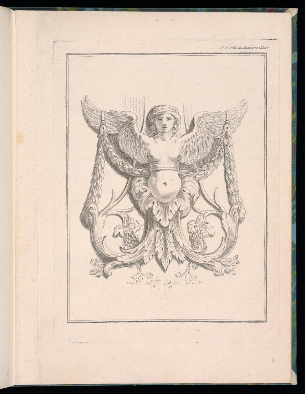 Ontwerp voor een Sfinx, pl. 2, Deuxieme Cahiers des arabesques dessinés par J. B. Huet... [Boek 2, Portefeuilles van Arabesken Ontworpen door J.B. Huet] door Jean Baptiste Huet