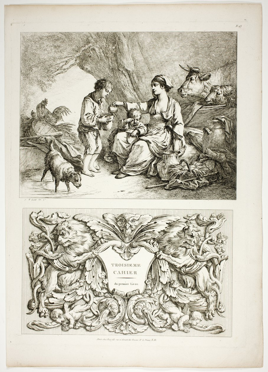 Plaat dertien van 38 uit Oeuvres de J. B. Huet door Jean Baptiste Huet