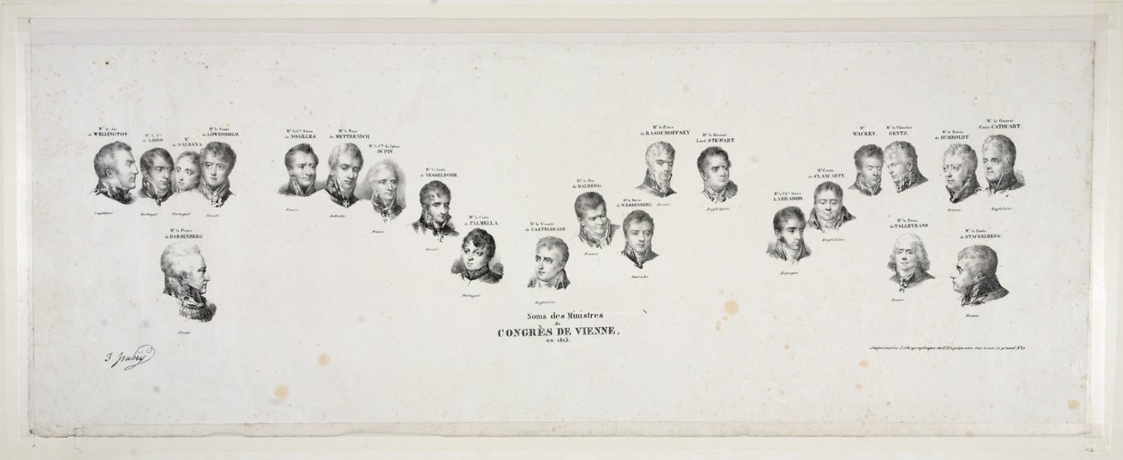 Noms des Ministres du Congres de Vienne, en 1815, pub. 1815 door Jean Baptiste Isabey
