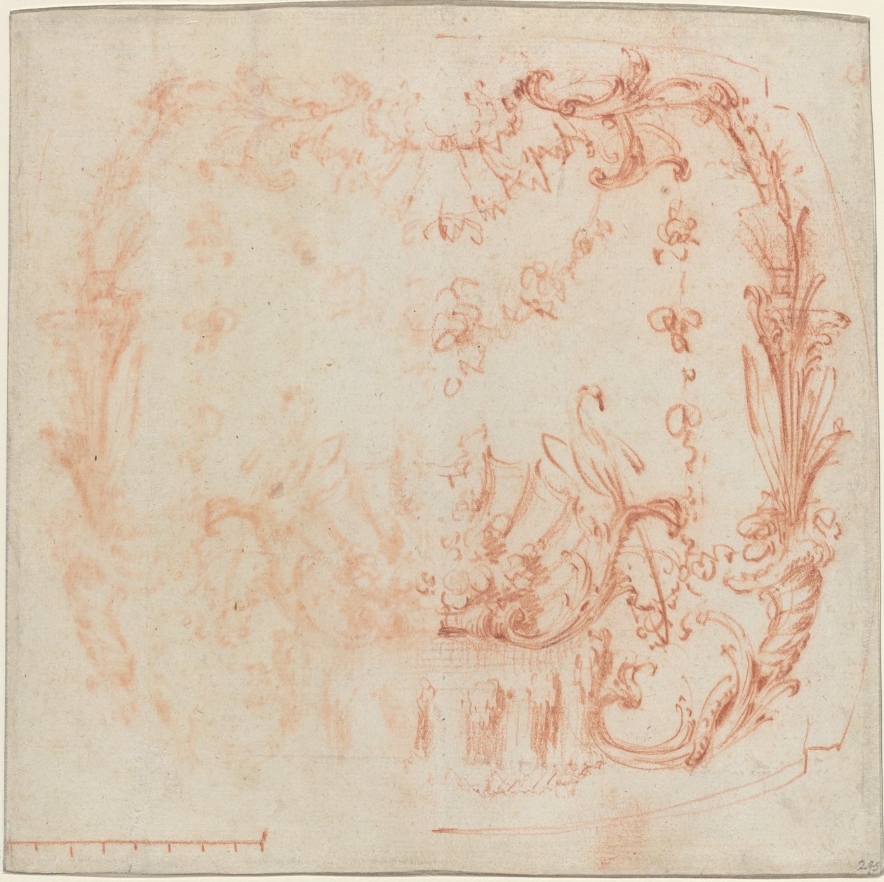 Rococo Muurontwerp met een Fontein en Zwanen door Jean Baptiste Joseph Pater