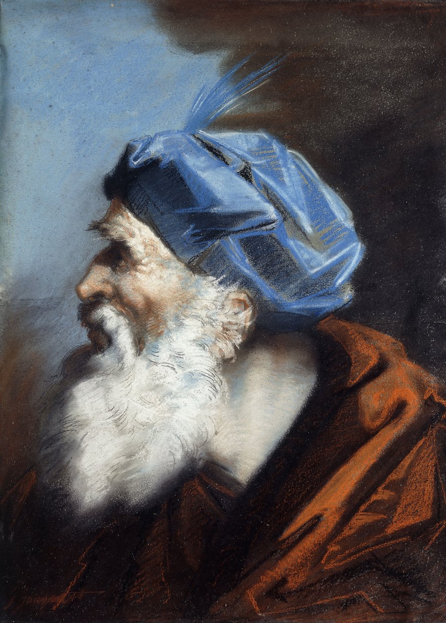 Een hoofd van Jozef van Arimathea, kijkend naar links door Jean Baptiste Jouvenet