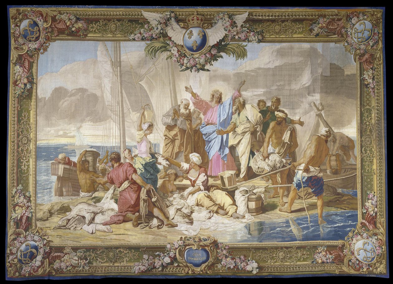 De wonderbaarlijke visvangst, wandtapijt van het Nieuwe Testament door Jean Baptiste Jouvenet