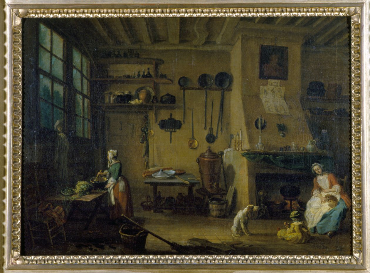 Bourgeoise keuken, laat 17e eeuw, Museum voor Schone Kunsten van Dijon door Jean Baptiste Lallemand