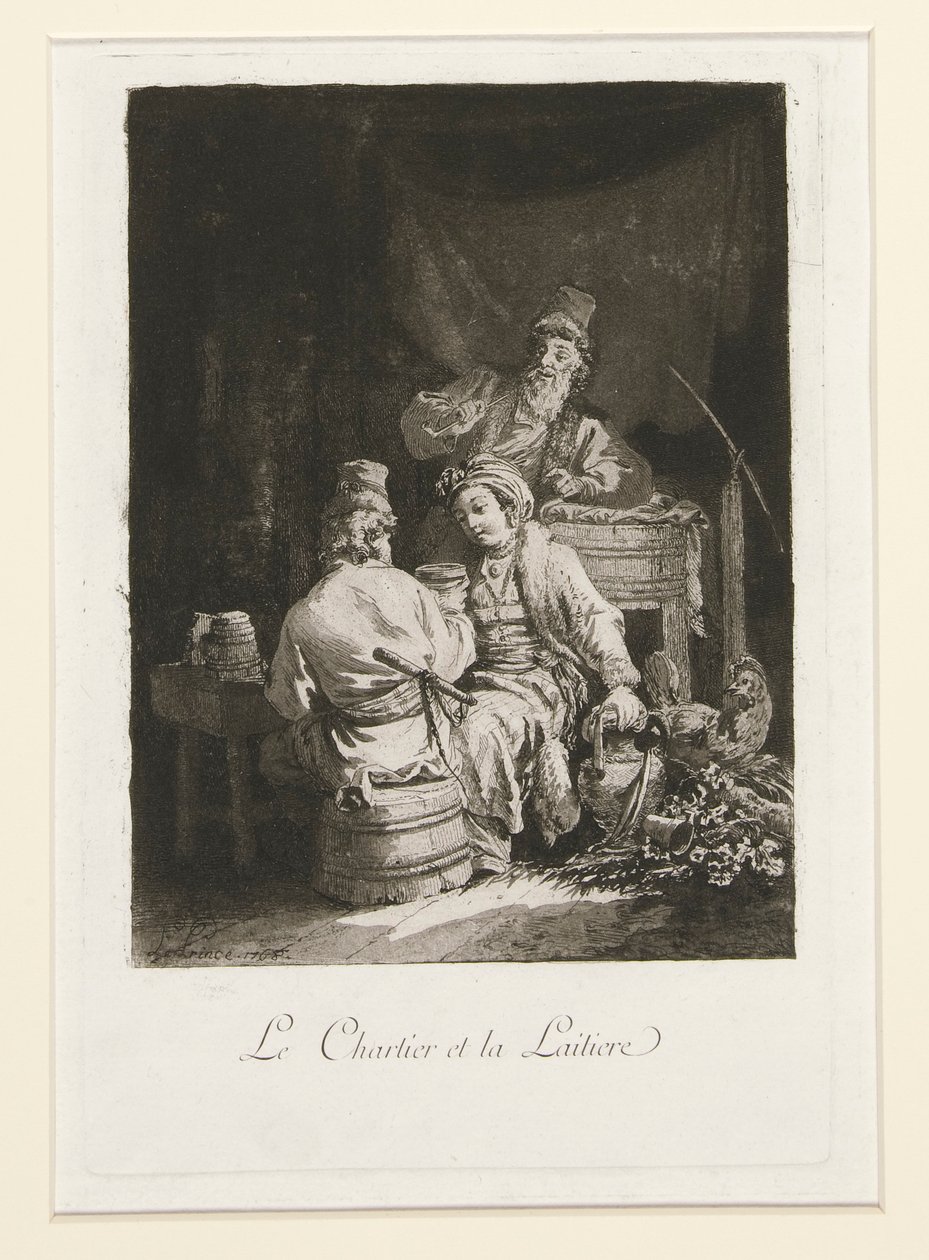 De deugd in de cabaret en De voerman en de melkmeid door Jean Baptiste Le Prince