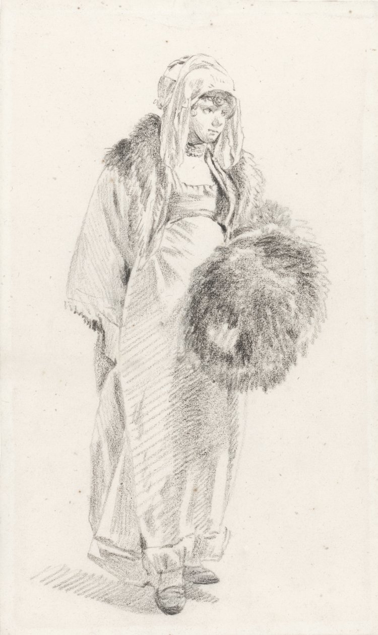 Russische vrouw met een bontmof, tussen 1758 en 1761 door Jean Baptiste Le Prince