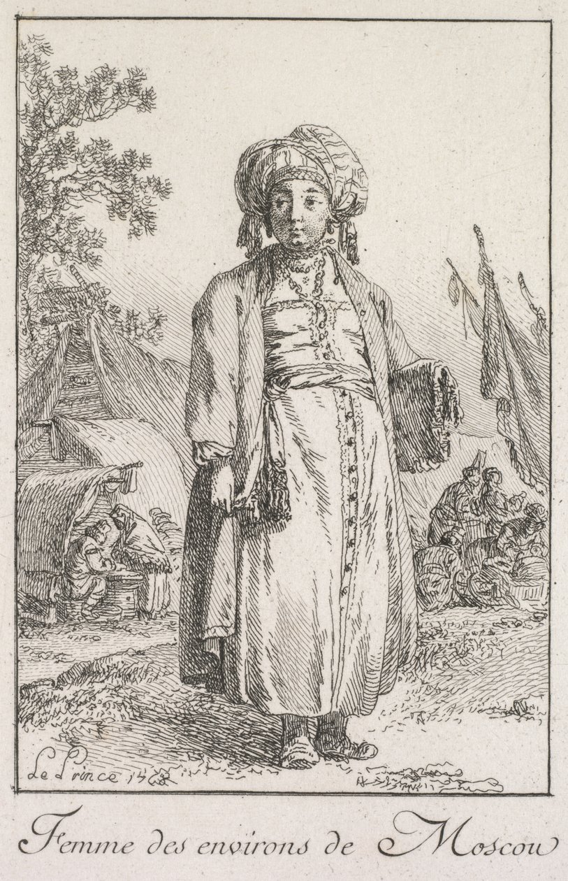 Vrouw uit de buitenwijken van Moskou, 1768 door Jean Baptiste Le Prince