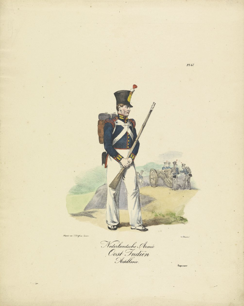 Artillerist van het Nederlands Indische leger, 1820-1825 door Jean Baptiste Madou
