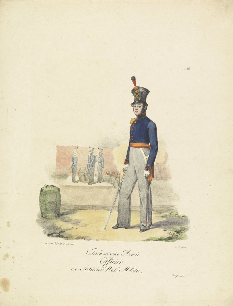 Officier van artillerie, 1820-1825 door Jean Baptiste Madou