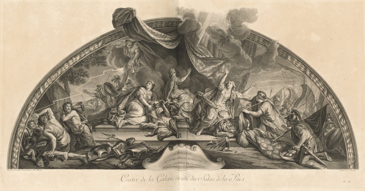 Nederland Accepteert Vrede en Scheidt Zich af van Duitsland en Spanje 1678, Midden van de Galerij naast de Salon van Vrede door Jean Baptiste Masse
