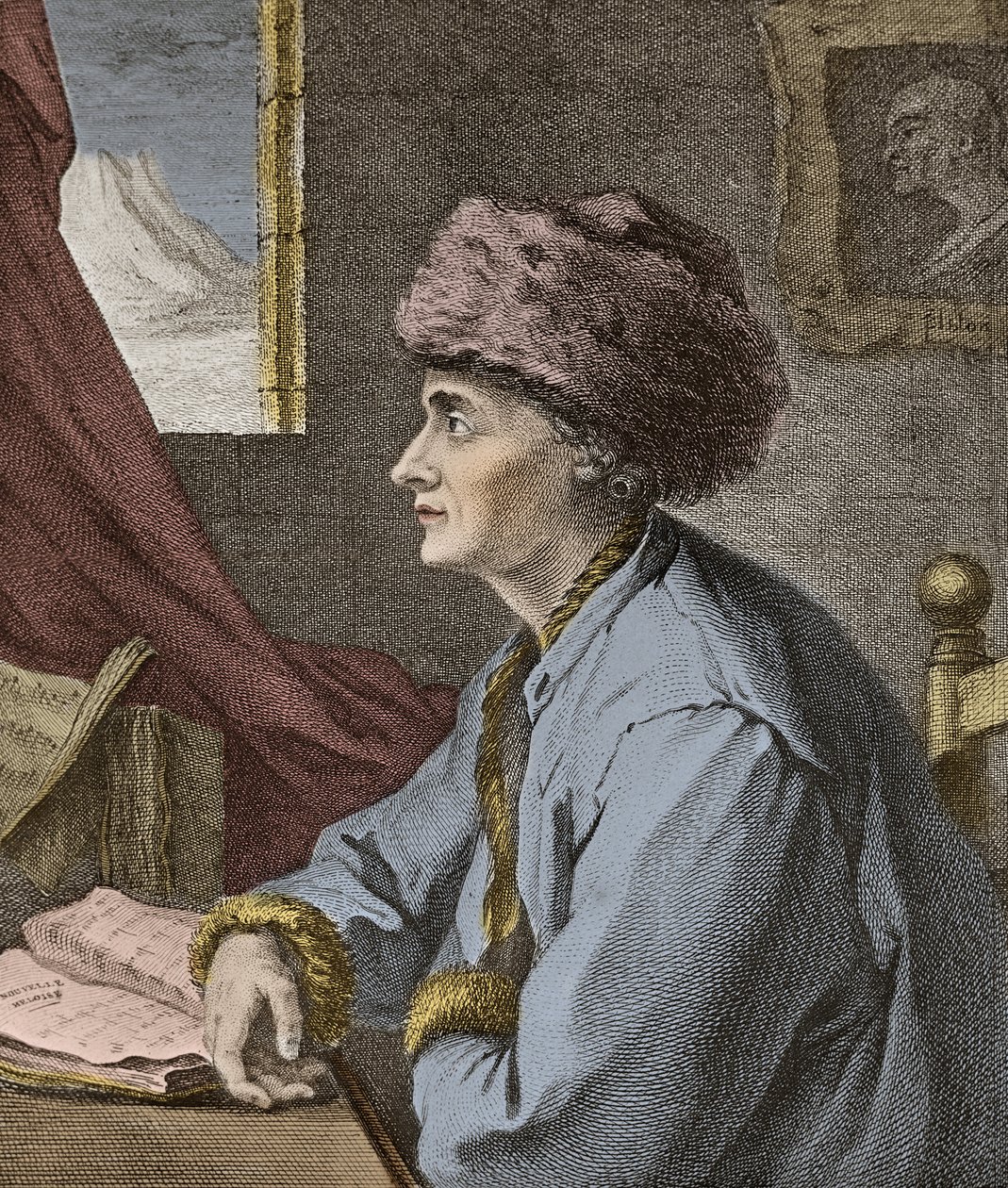 Jean Jacques Rousseau Franse schrijver en filosoof in Neufchatel in 1765 gegraveerd door J.B. Michel door Jean Baptiste Michel