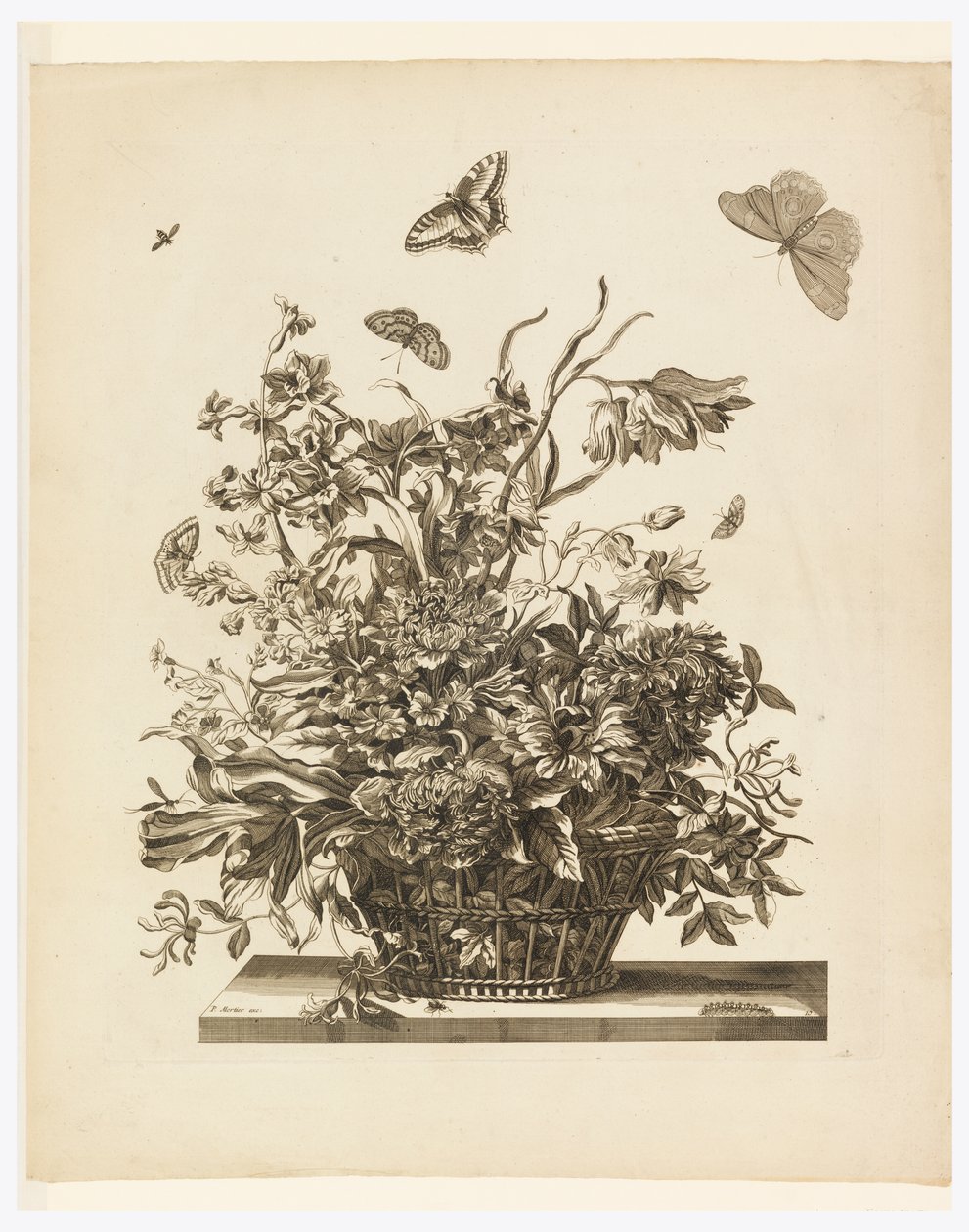 Blad 10, uit set van bloemen in een mand door Jean Baptiste Monnoyer