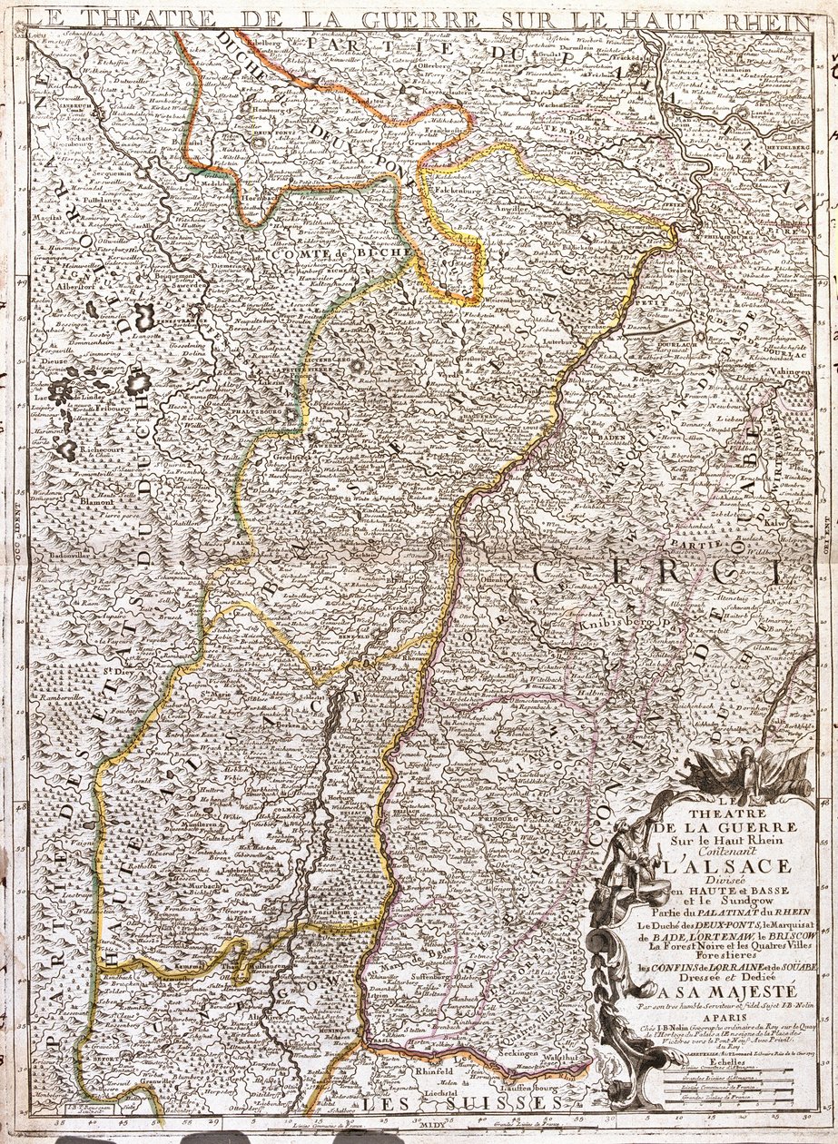 Kaart van de Elzas (Frankrijk) door Jean Baptiste Nolin