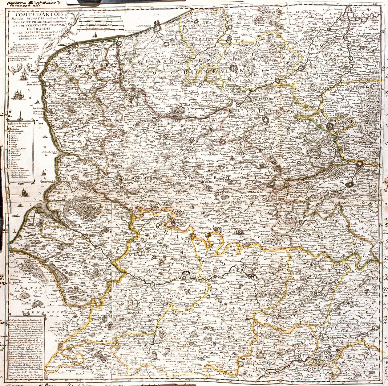 Kaart van Artois (Frankrijk) en Vlaanderen (België, Nederland) (gravure) door Jean Baptiste Nolin