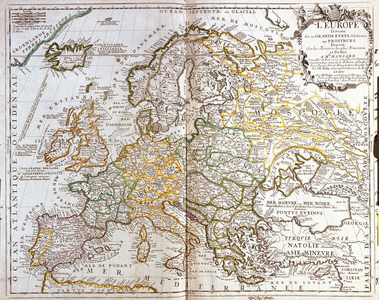 Kaart van Europa door Jean-Baptiste Nolin