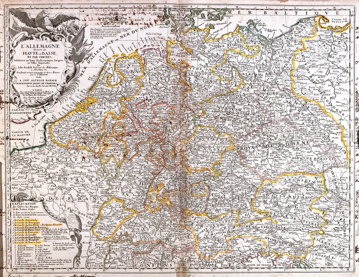 Kaart van Duitsland (1703) door Jean-Baptiste Nolin