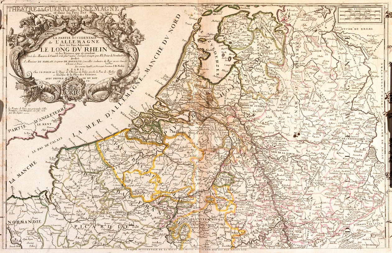 Kaart van West-Duitsland en Nederland door Jean-Baptiste Nolin